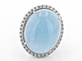 Pre-Owned Blue Aquamarine Rhodium Over Sterling Silver Ring 31.40ctw