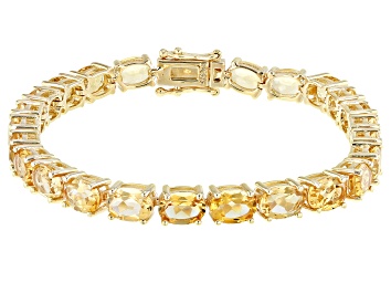 Picture of Pre-Owned Oval Citrine 18k Yellow Gold Over Sterling Silver Tennis Bracelet 18.36ctw