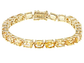 Pre-Owned Oval Citrine 18k Yellow Gold Over Sterling Silver Tennis Bracelet 18.36ctw