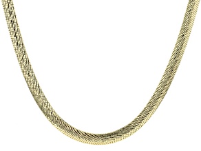 Pre-Owned 18K Yellow Gold Over Sterling Silver 6.5MM Diamond Cut 20 Inch Bombe Herringbone Link Neck