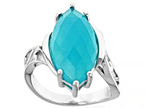 Pre-Owned Green Amazonite Rhodium Over Silver Ring