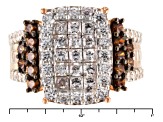 Pre-Owned White And Brown Cubic Zirconia 18k Rose Gold Over Silver Ring 4.25ctw (2.48ctw DEW)