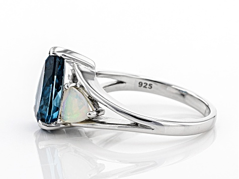 Pre-Owned London Blue Topaz Rhodium Over Sterling Silver 3-Stone Ring 3.66ctw