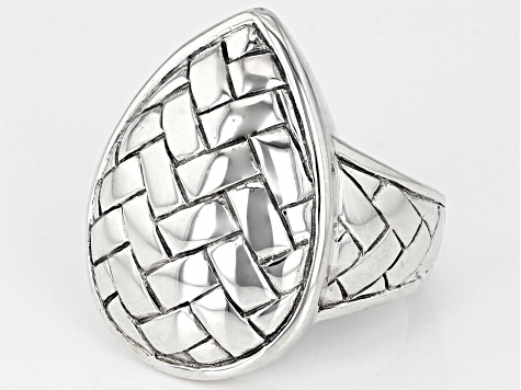 Pre-Owned Sterling Silver Basket Weave Ring