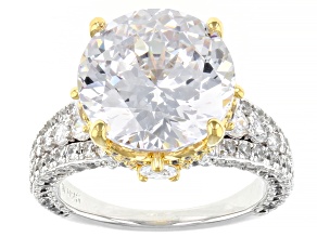 Pre-Owned White Cubic Zirconia Rhodium Over Sterling Silver Two-Tone Holiday Ring 15.45ctw