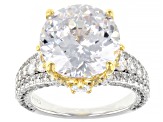 Pre-Owned White Cubic Zirconia Rhodium Over Sterling Silver Two-Tone Holiday Ring 15.45ctw