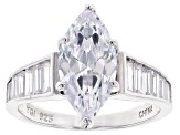 Pre-Owned White Cubic Zirconia Rhodium Over Sterling Silver Ring 4.65ctw