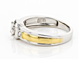 Pre-Owned Moissanite Platineve And 14k Yellow Gold Over Platineve Mens Ring .66ctw Dew