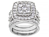 Pre-Owned White Cubic Zirconia Rhodium Over Sterling Silver Ring With Bands 6.40ctw