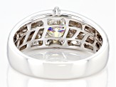 Pre-Owned Strontium Titanate And White Zircon Rhodium Over Silver Mens Ring 2.34ctw.