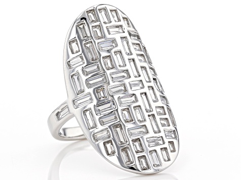 Pre-Owned White Cubic Zirconia Rhodium Over Sterling Silver Ring 5.41ctw