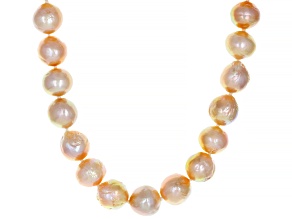 Pre-Owned Natural Peach Color Cultured Kasumiga Pearl Rhodium Over Sterling Silver 18 Inch Strand Ne