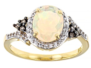 Pre-Owned Multi-Color Ethiopian Opal 14k Yellow Gold Ring 1.03ctw
