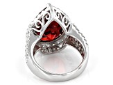 Pre-Owned Red And White Cubic Zirconia Rhodium Over Sterling Silver Ring 22.01ctw