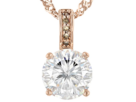 Pre-Owned Fabulite Strontium Titanate and champagne diamond 18k rose gold over silver pendant 2.63ct