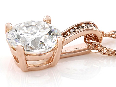 Pre-Owned Fabulite Strontium Titanate and champagne diamond 18k rose gold over silver pendant 2.63ct