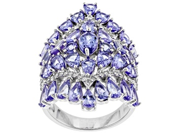 Picture of Pre-Owned Blue Tanzanite Rhodium Over Silver Ring 6.79ctw