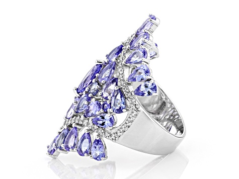Pre-Owned Blue Tanzanite Rhodium Over Silver Ring 6.79ctw