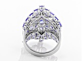 Pre-Owned Blue Tanzanite Rhodium Over Silver Ring 6.79ctw