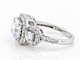 Pre-Owned White Cubic Zirconia Platinum Over Sterling Silver Asscher Cut Ring 6.36ctw