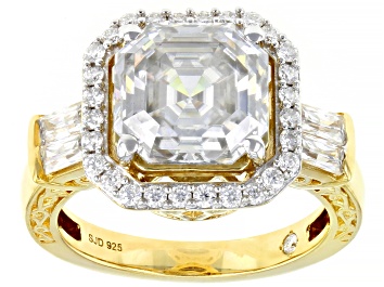 Picture of Pre-Owned Moissanite "2020 HOLIDAY RING" 14k yellow gold over sterling silver ring 5.29ctw DEW.