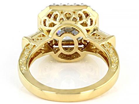 Pre-Owned Moissanite "2020 HOLIDAY RING" 14k yellow gold over sterling silver ring 5.29ctw DEW.
