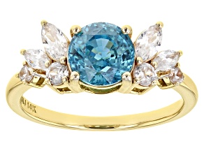 Pre-Owned Blue Zircon 14k Yellow Gold Ring 2.34ctw