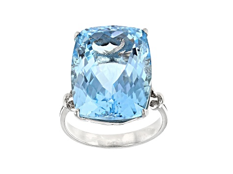 Pre-Owned Sky Blue Topaz Rhodium Over Sterling Silver Ring 25.00ct