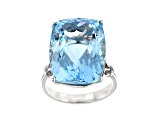 Pre-Owned Sky Blue Topaz Rhodium Over Sterling Silver Ring 25.00ct