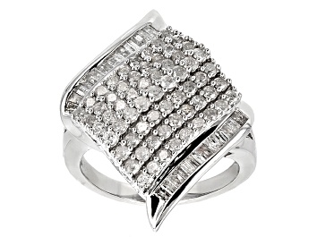 Picture of Pre-Owned White Diamond Rhodium Over Sterling Silver Ring 1.50ctw