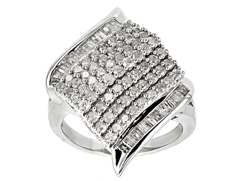 Pre-Owned White Diamond Rhodium Over Sterling Silver Ring 1.50ctw