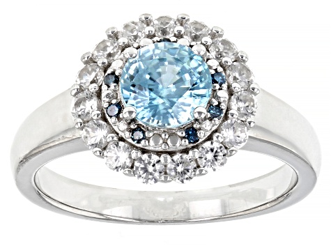 Pre-Owned Blue Zircon Rhodium Over Sterling Silver Ring 1.63ctw