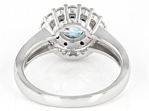 Pre-Owned Blue Zircon Rhodium Over Sterling Silver Ring 1.63ctw