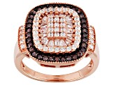 Pre-Owned Brown And White Cubic Zirconia 18k Rose Gold Over Sterling Silver Ring 1.87ctw