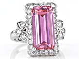 Pre-Owned Pink and White Cubic Zirconia Rhodium Over Sterling Silver Ring 11.37ctw