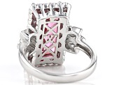 Pre-Owned Pink and White Cubic Zirconia Rhodium Over Sterling Silver Ring 11.37ctw