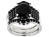 Pre-Owned Black Spinel Rhodium Over Sterling Silver Ring 5.00ctw