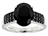 Pre-Owned Black Spinel Rhodium Over Sterling Silver Ring 5.00ctw