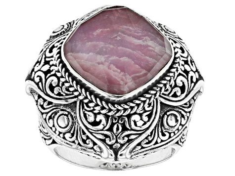 Pre-Owned Pink Tourmaline Triplet Silver Ring 6.49ct