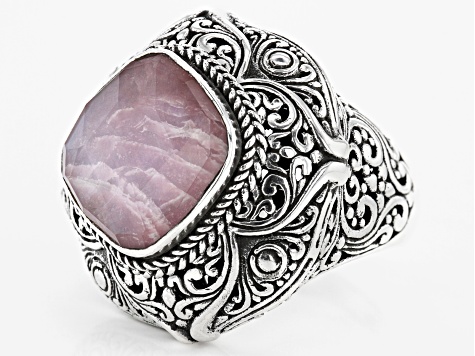 Pre-Owned Pink Tourmaline Triplet Silver Ring 6.49ct