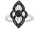 Pre-Owned  Black Spinel Rhodium Over Silver Ring 0.53ctw