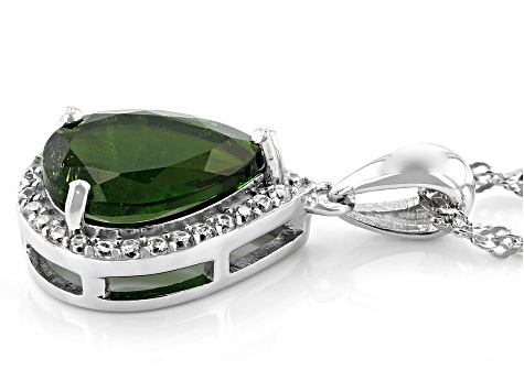 Pre-Owned Scott's Holiday Collection Green Chrome Diopside Platinum Over Silver Pendant With Chain 2