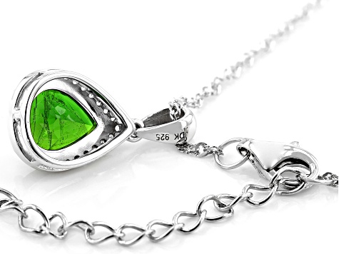 Pre-Owned Scott's Holiday Collection Green Chrome Diopside Platinum Over Silver Pendant With Chain 2