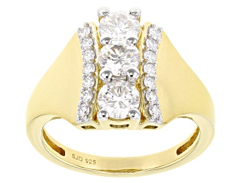 Picture of Pre-Owned Moissanite 14k Yellow Gold Over Silver Ring 1.27ctw DEW