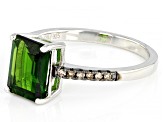 Pre-Owned Octagonal Chrome Diopside Rhodium Over Sterling Silver Ring 1.93ctw