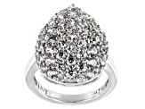 Pre-Owned White Zircon Rhodium Over Silver Cluster Ring 4.19ctw