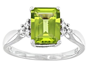 Pre-Owned Green Peridot Rhodium Over Sterling Silver Ring 2.27ctw