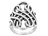 Pre-Owned Sterling silver oxidized swirl ring. Measures approximately 1.12 inches in width and is no