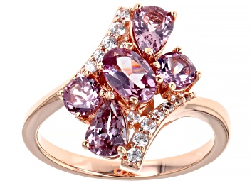 Picture of Pre-Owned Pink color shift garnet 18k rose gold over silver ring 2.25ctw