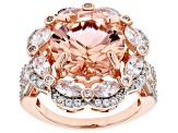 Pre-Owned Pink Morganite Simulant And White Cubic Zirconia 18K Rose Gold Over Sterling Silver Ring 1
